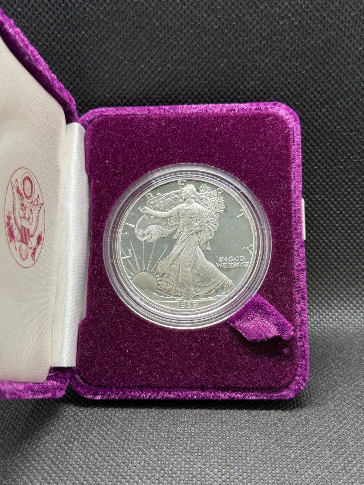 1989-S American Eagle Walking Liberty Silver Dollar Proof – OGP  & COA
