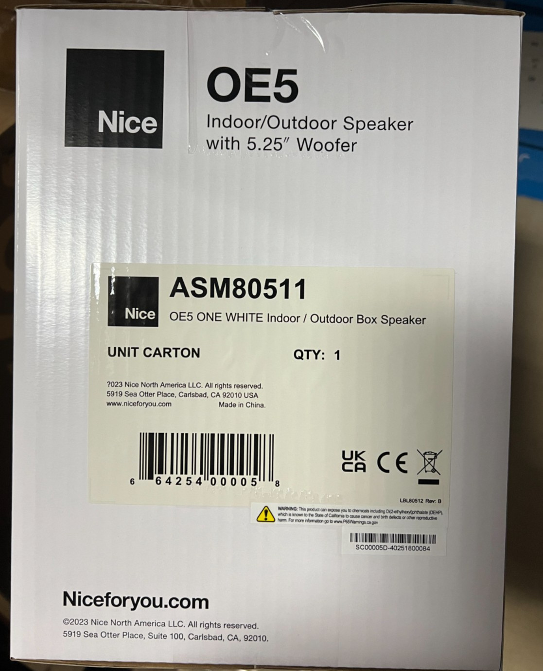 SpeakerCraft Nice OE5 ONE Outdoor Speaker ASM80511 - White (Each)