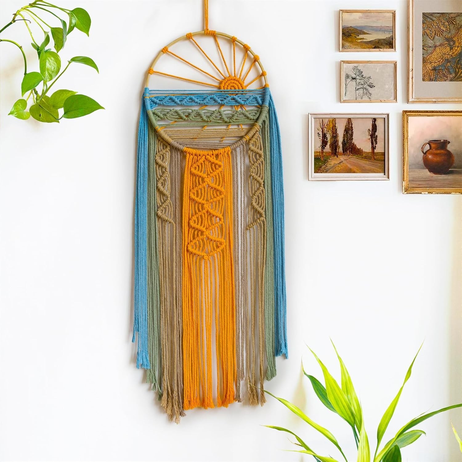 Macrame Wall Hanging Boho Macrame Wall Decor Sunset Wall Art Dream 10x33 Inch