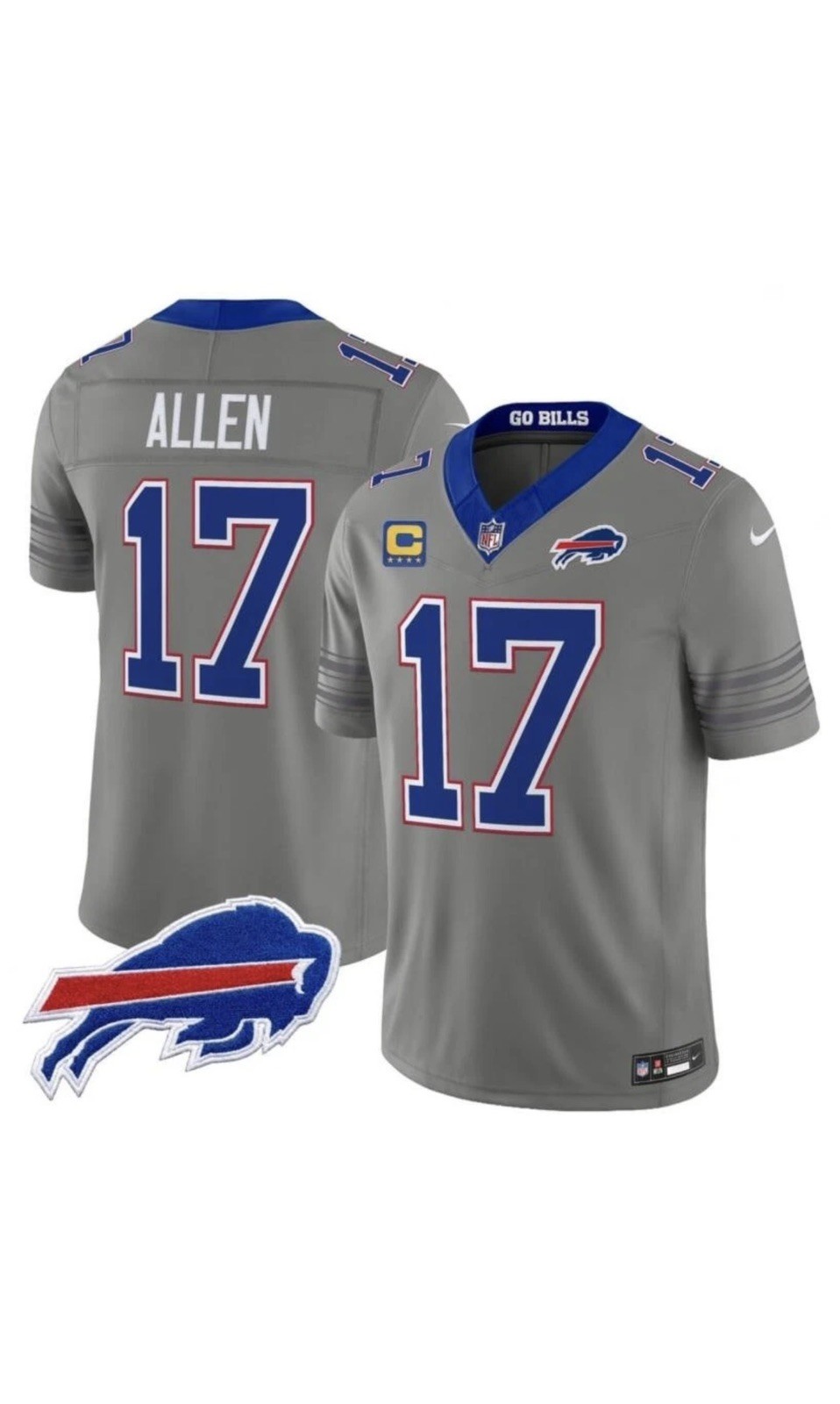 NFL BUFFALOBILLS JERSEY JOSH ALLEN #17 GRAY NICKEL CITY EDITION 