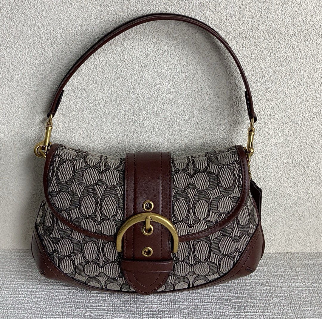 Coach CJ814 Soho Bag Signature Jacquard Maple Brown Shoulder Handbag New Outlet