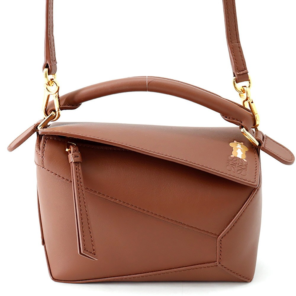 LOEWE Suna Fujita Collaboration Hamster Puzzle Bag Size Mini Leather Havane ...