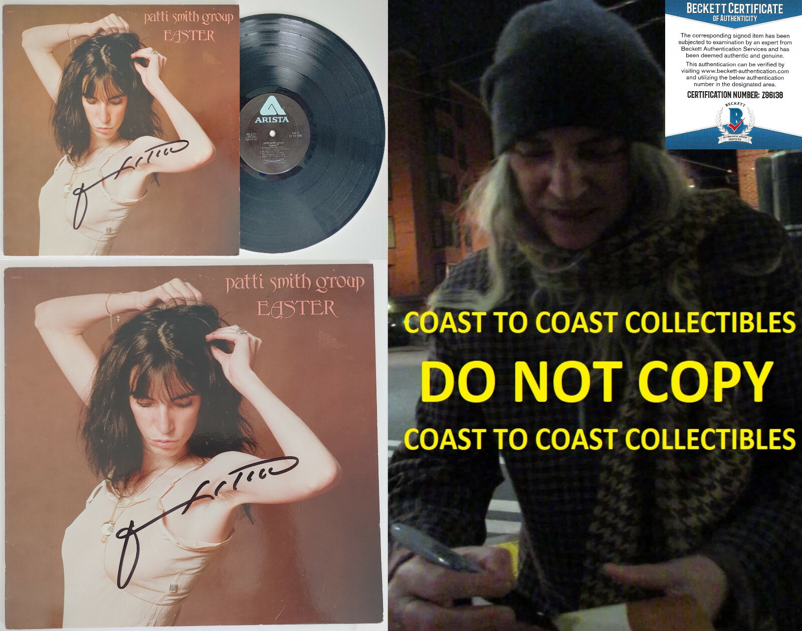 Patti Smith autographed Easter album vinyl record exact proof Beckett COA