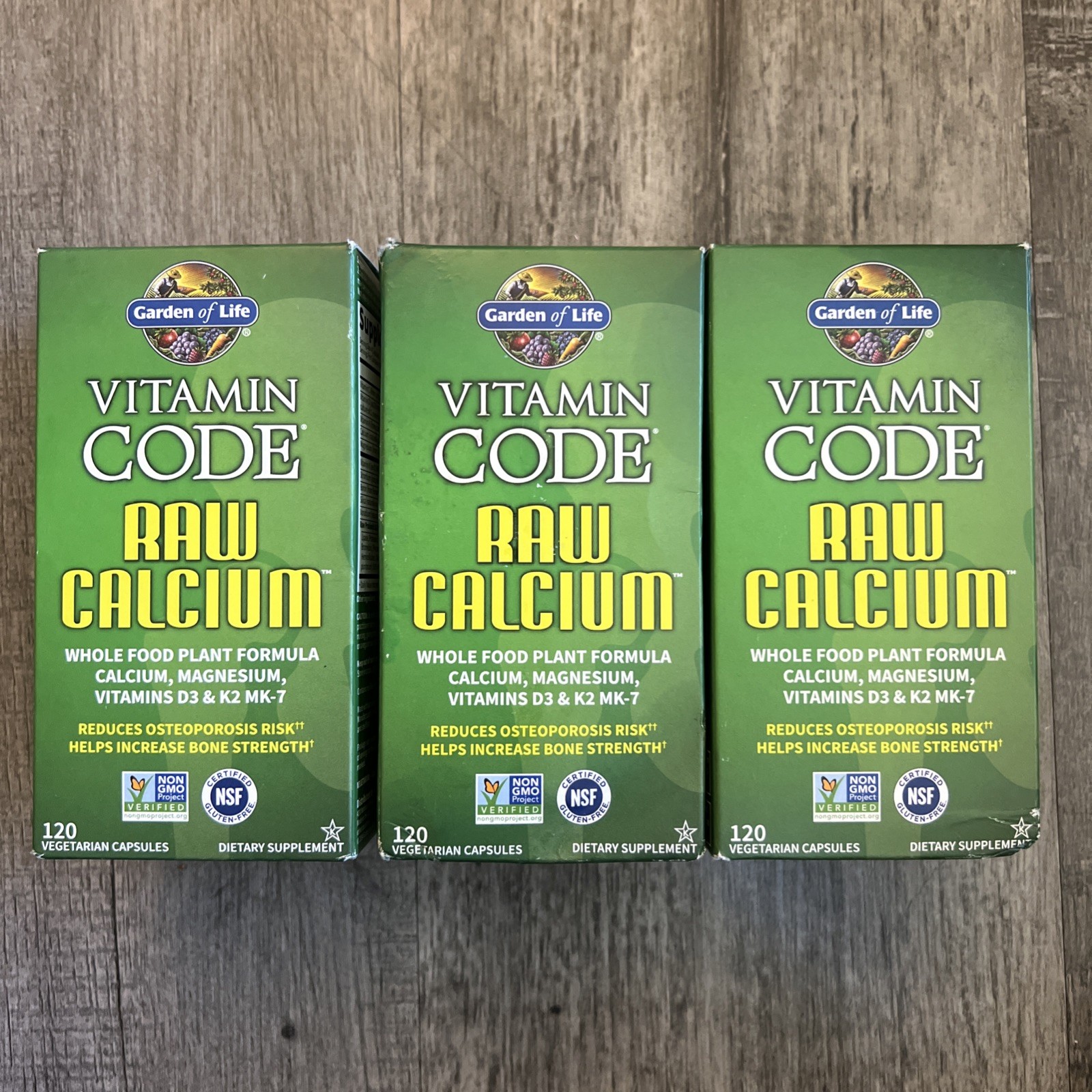 (3 BOXES OF 120) Garden of Life Vitamin Code Raw Calcium 360 Vegetarian Capsules