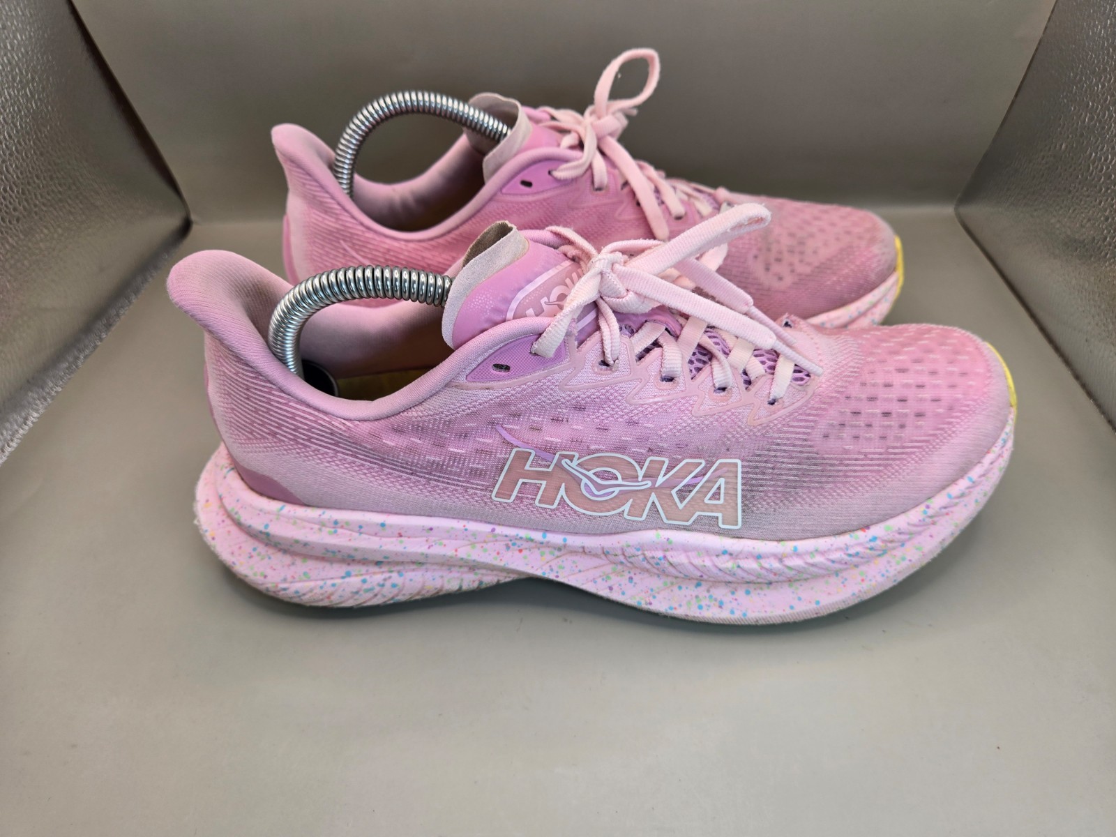 Hoka One One Mach 6 Shoes Women\'s 9.5 B Pink Lemonade Running Athletic Sneakers