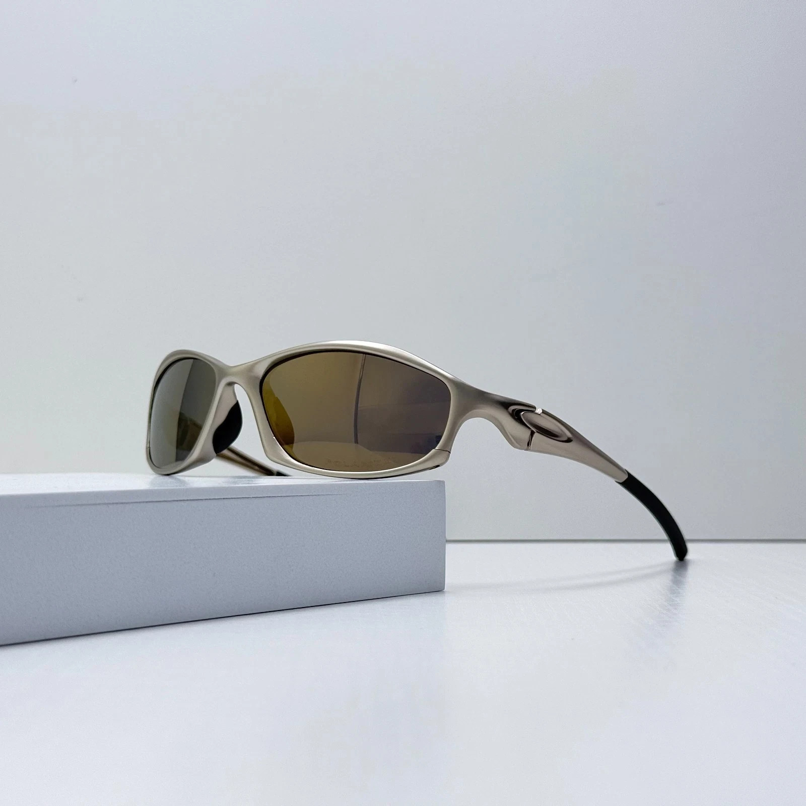 Oakley Hatchet X-Metal Sunglasses Gray Frame Brown Lens Vintage Rare