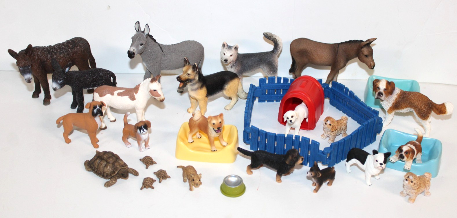 Schleich Dogs Donkey Burrow Family Retired Shaggy Poitou Baby Foal Tortoise Pet