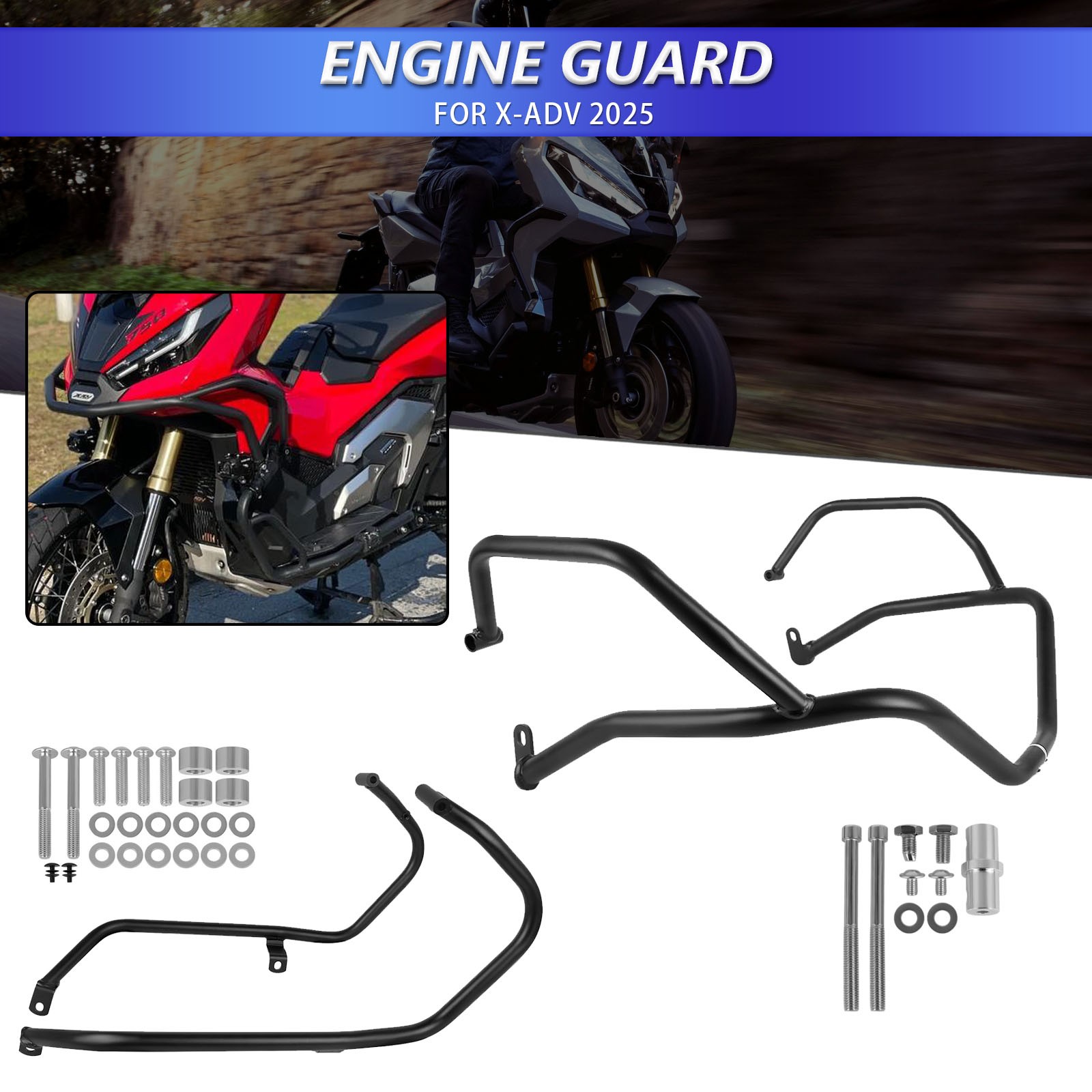 For Honda X-ADV 750 25-26 Upper/Lower Engine Guard Highway Crash Bars Protector