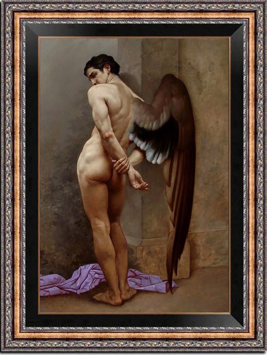 Hand-painted oil painting art young male Nude Angel on canvas 24\