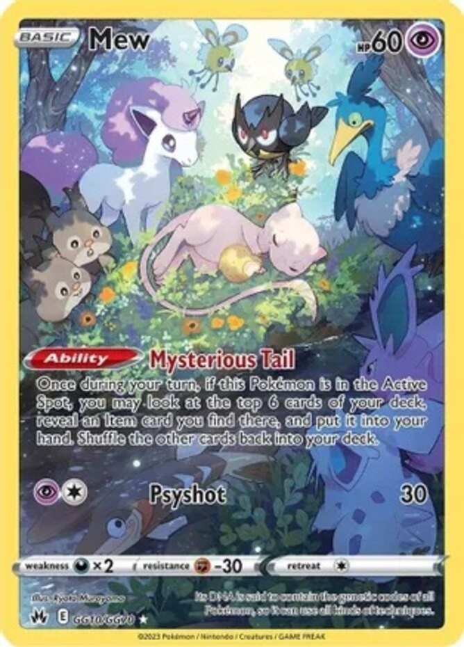 Moderately Played Mew - GG10/GG70 - Holo Rare Pokemon Crown Zenith
