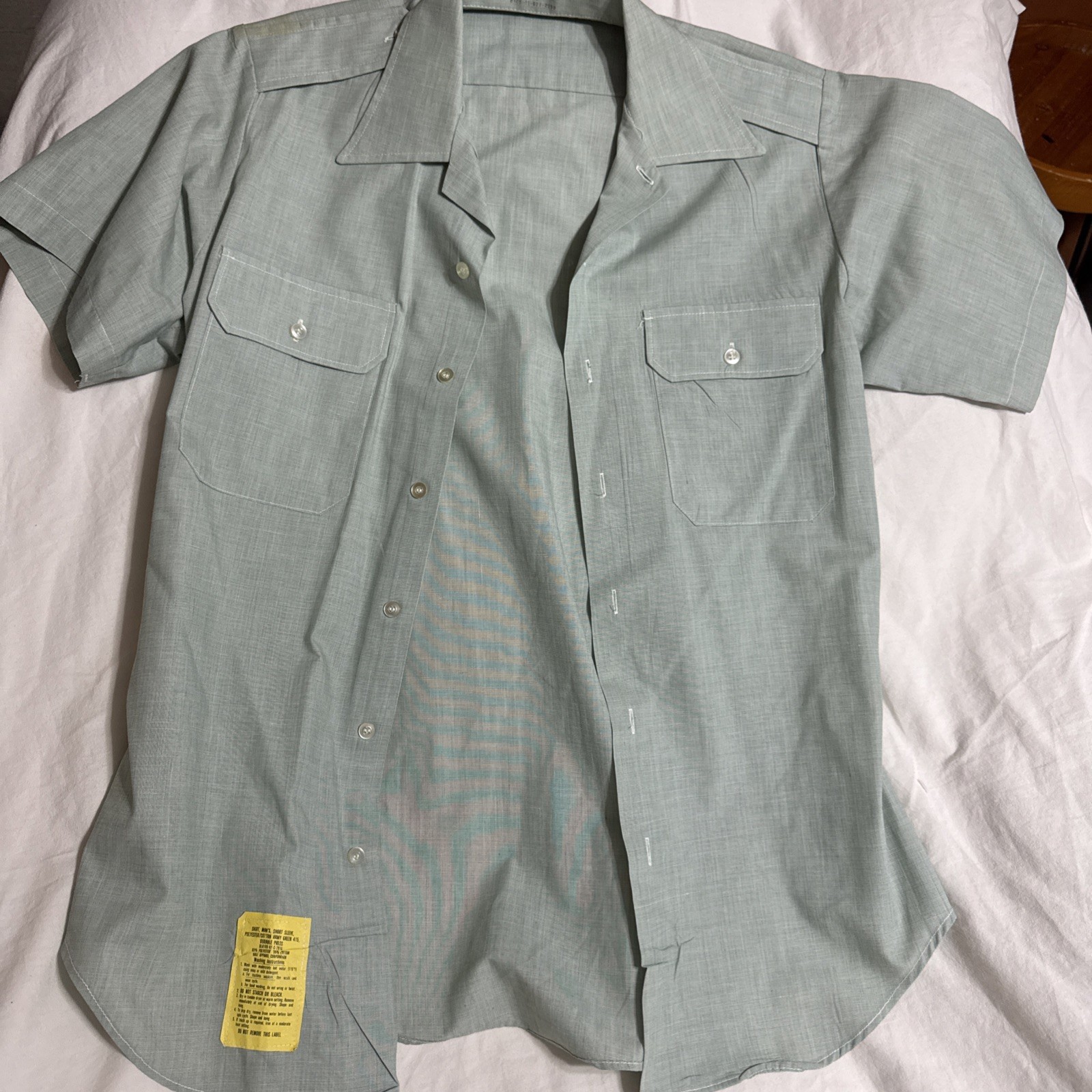 VTG 1981 US Army Green 415 Short Sleeve Dress Shirt Uniform 80s DLA100-81-C-2915