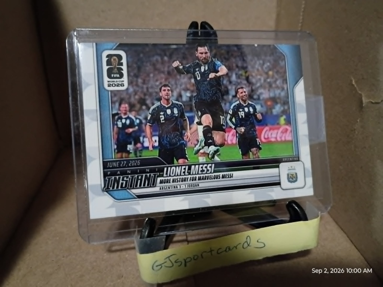 2026 Panini Instant FIFA World Cup #160 Lionel Messi Argentina PR:12101 In-Hand 2026 Panini Instant FIFA World Cup #160 Lionel Messi Argentina PR:12101 In-Hand