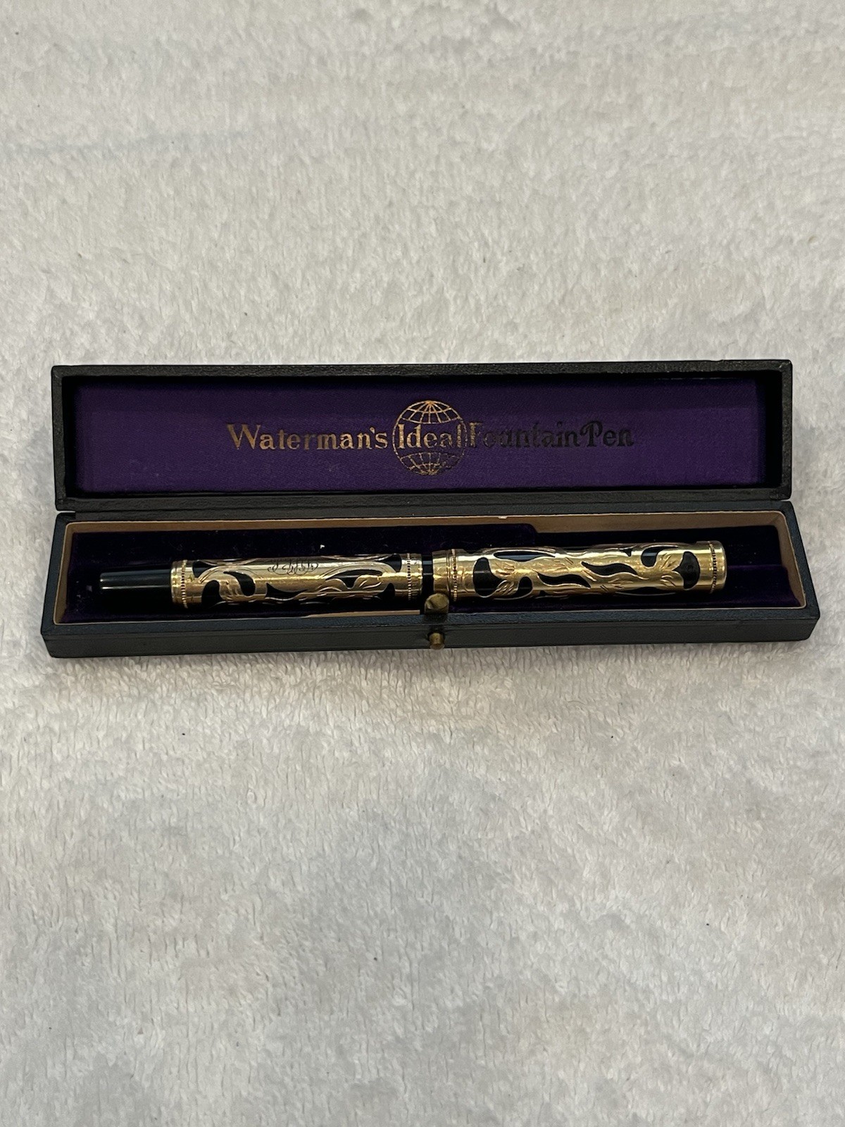 Waterman\'s Ideal Fountain Pen 0512 Black w/ Gold Trim, Early 1900s, Original Box