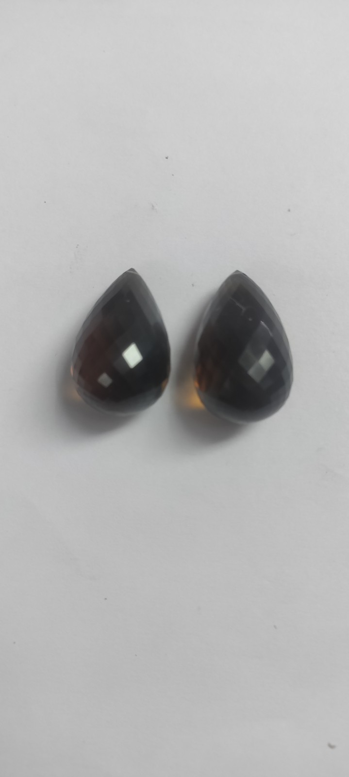 Natural Cognac Quartz Drop Gemstones Pair 30x12mm 116.90 Ct Loose Brown Gemstone
