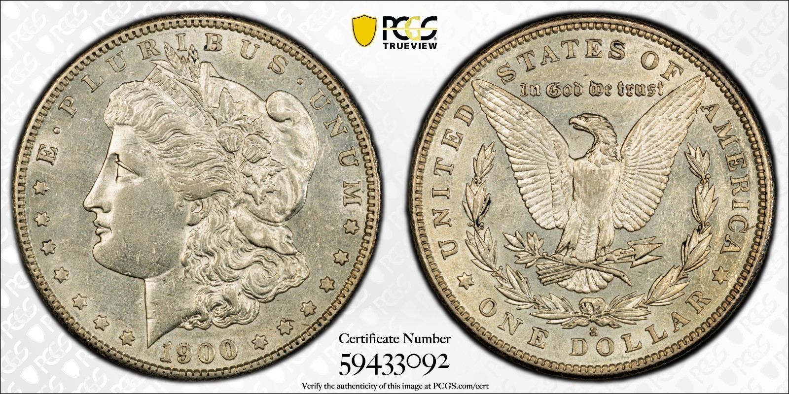 1900 S MORGAN SILVER DOLLAR PCGS AU DETAILS (CLEANED) BETTER DATE