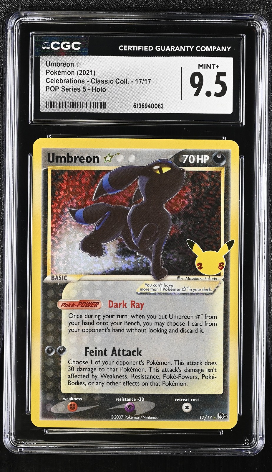 2021 Umbreon Star 17/17 Celebrations: Classic Collection Holo 2021 Umbreon Star 17/17 Celebrations: Classic Collection Holo