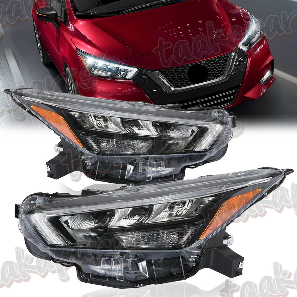 Pair Headlights Headlamps Full LED Assembly For Nissan Versa 2020-2024 LH+RH