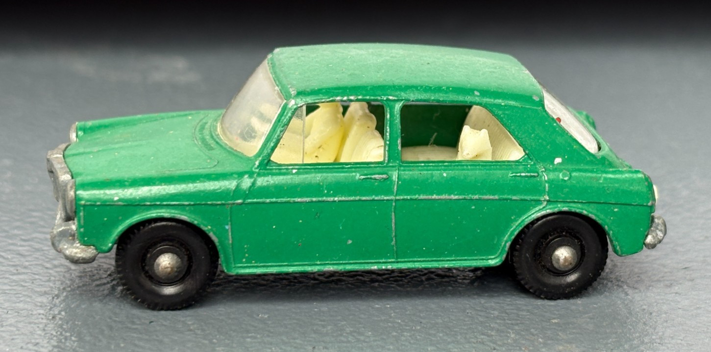 Vintage 1960s Matchbox Lesney No.64 M.G. 1100 Sedan Green w/ Driver & Dog