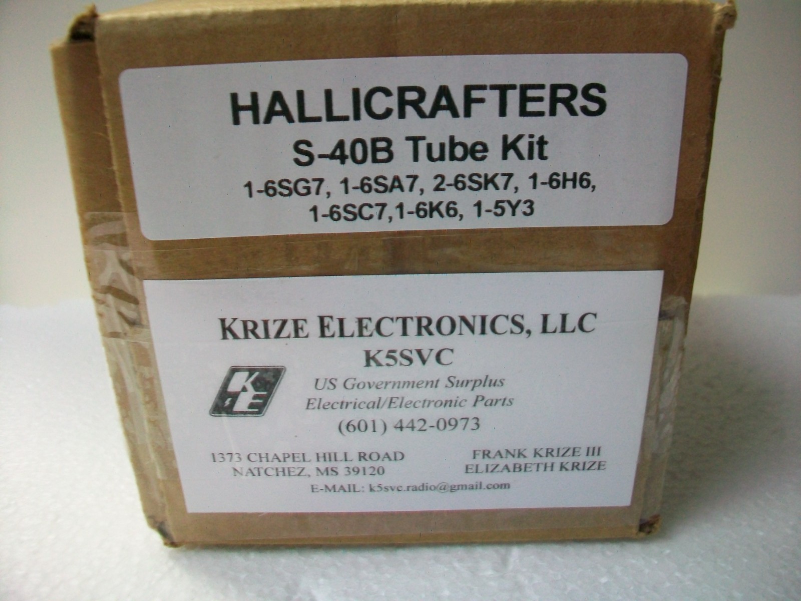 HALLICRAFTERS S-40B TUBE KIT HALLICRAFTERS S-40B TUBE KIT