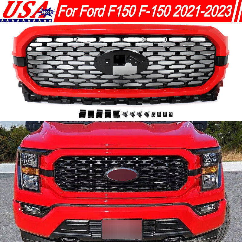 Fits Ford F-150 2021 2022 2023 Front Bumper Upper Grille Grill Race Red Surround Fits Ford F-150 2021 2022 2023 Front Bumper Upper Grille Grill Race Red Surround