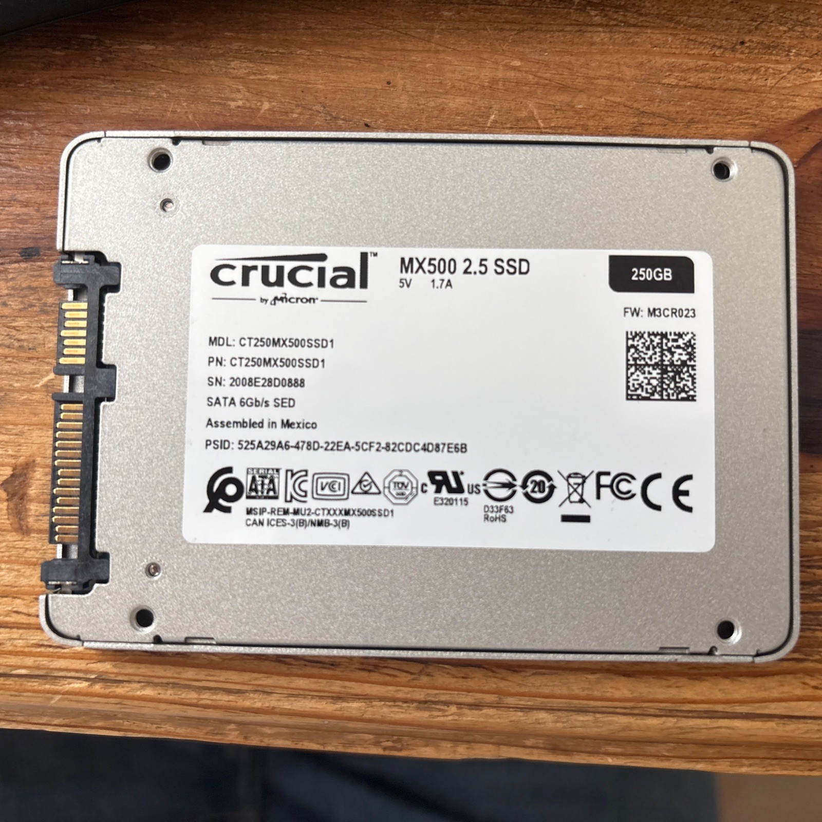 Crucial MX500 SSD 250GB Solid State Hard Drive SATA III 2.5