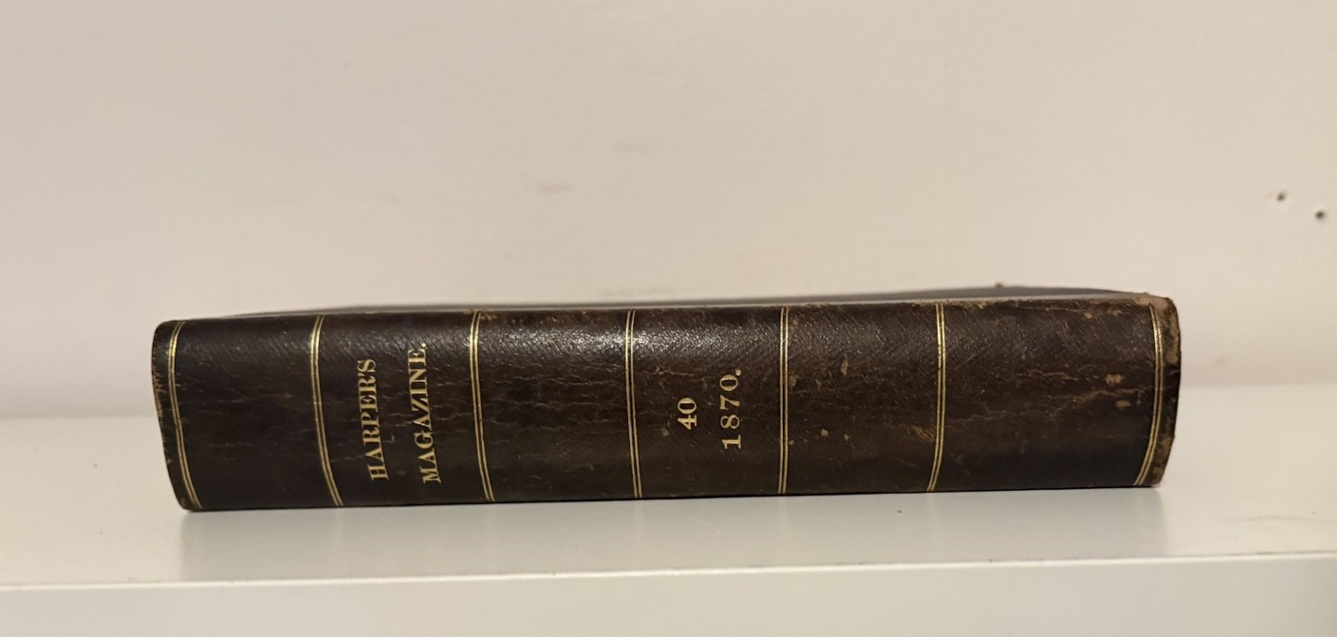 Antique HARPER'S MAGAZINE Vol XL Leather Illustrated December 1869-May 1870