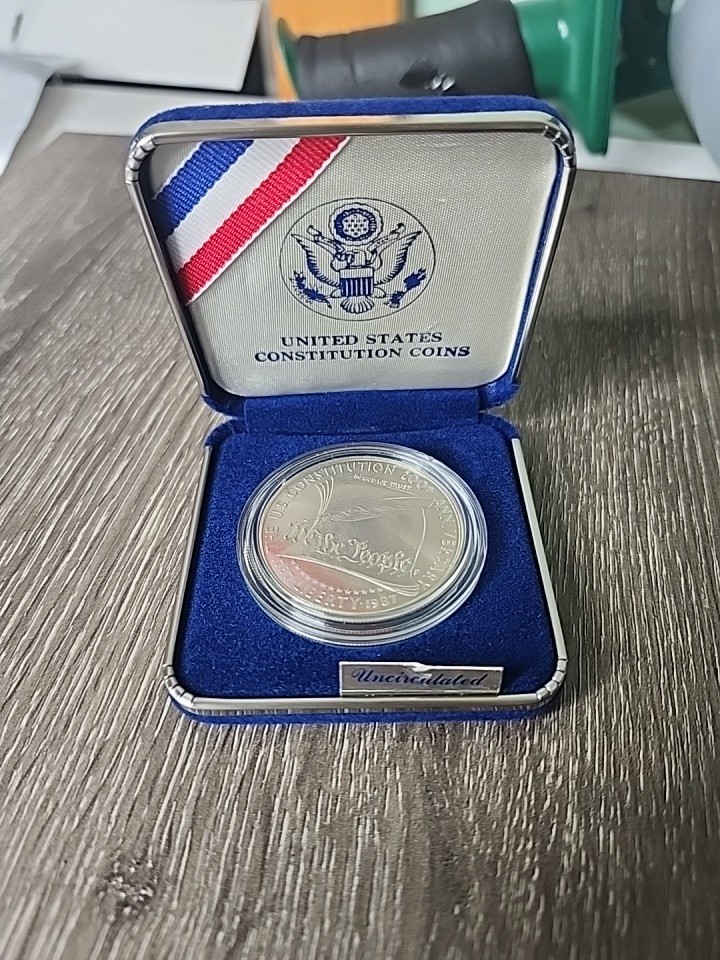 1987-S US Constitution Commemorative Proof $1, San Francisco  Box 99% Silver
