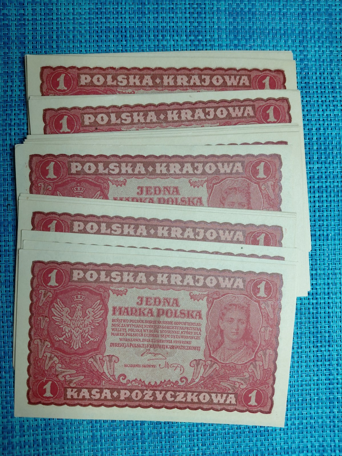 Poland 1 Marka 1919 P-23 P-23(2) AU (each) Banknotes  091526-4