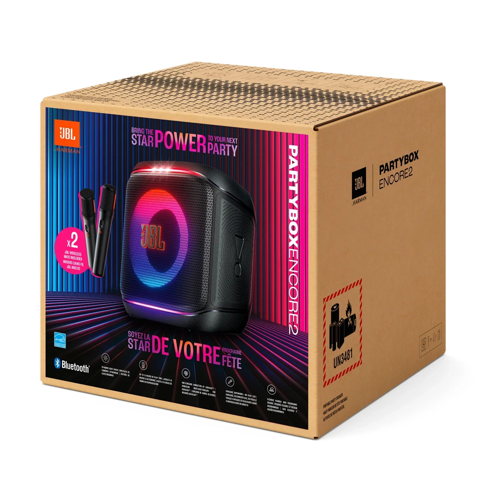 JBL PartyBox Encore 2 Portable Party Speaker with 2 Wireless Mics | NEW SEALED