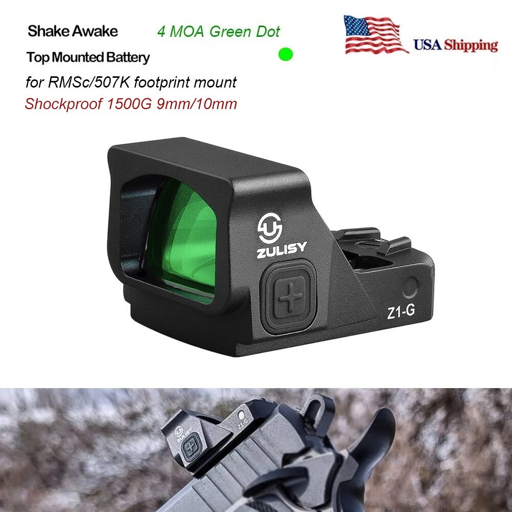 Z1-G 4 MOA EDC Mini Green Dot Sight for RMSc/507k Cut Shield PLUS G43X MOS Max-9