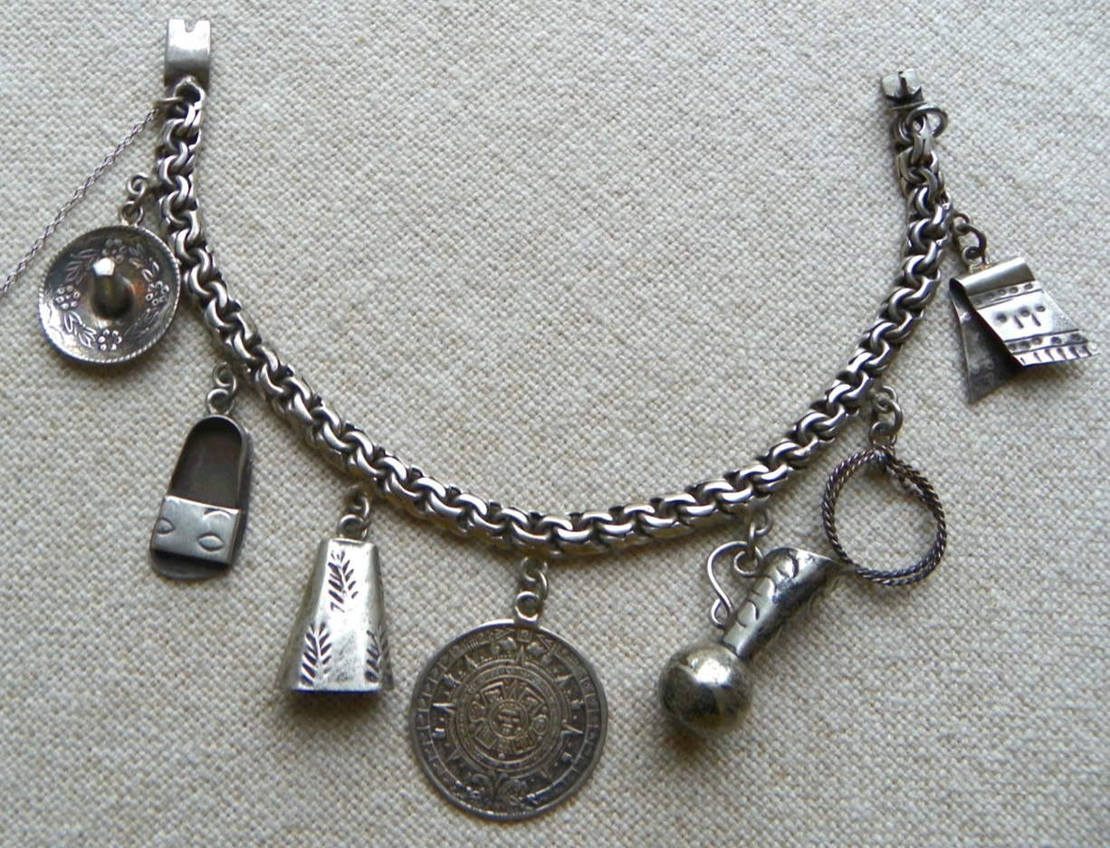 Mexican Sterling Silver Charm Bracelet - Vintage