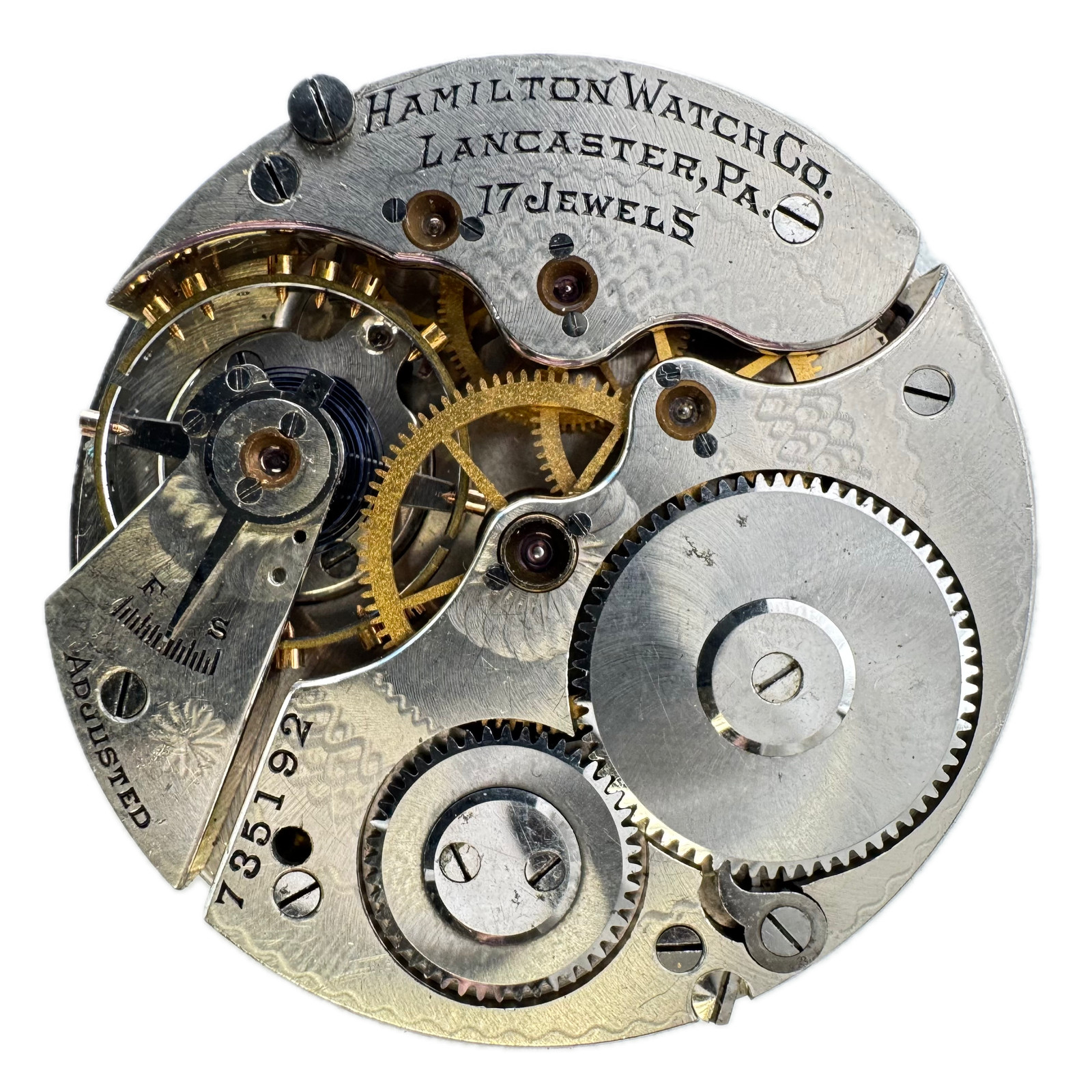 Antique 16s 1909 Hamilton Breguet Moon Mechanical Pocket Watch Movement 974 USA