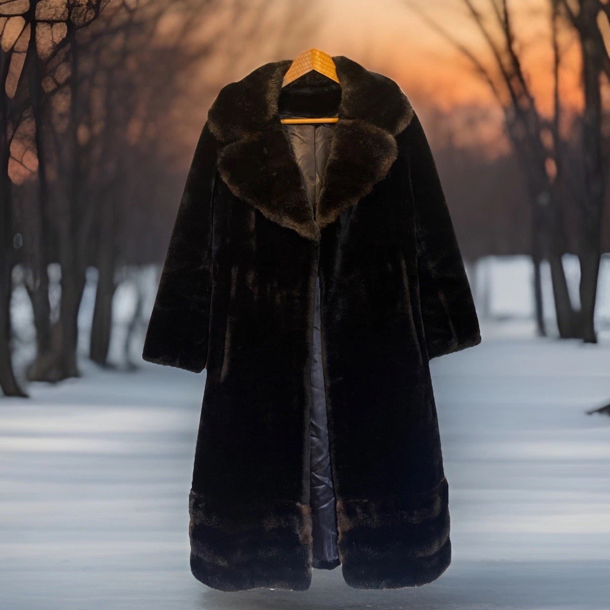 Benmor New York ❤️‍🔥🔥 Faux Fur Women Size 12 Black Brown Belted Beautiful