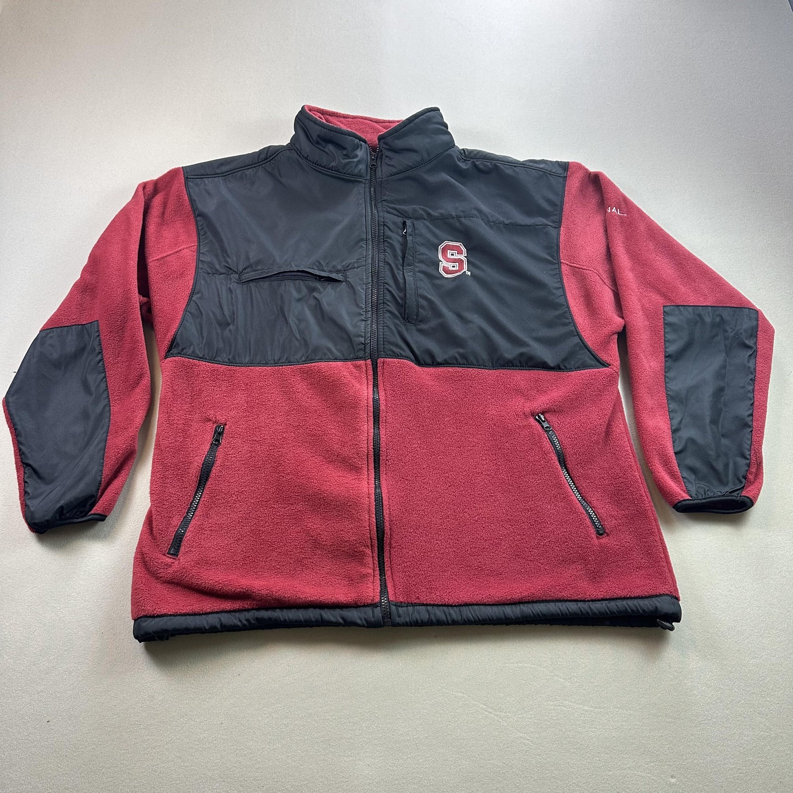 Vintage Stanford Cardinal Jacket Fleece Mens XL Red Black Pro Player Full Zip
