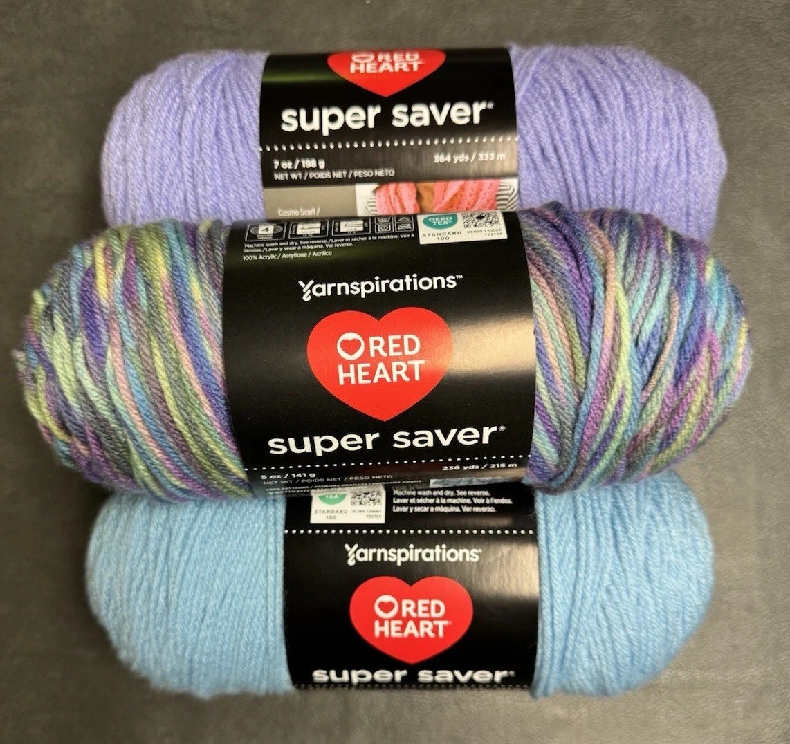 Red Heart Super Saver Light Jasmine+ Light Blue 7 Oz; Red Heart Monet 5 Oz 3 Pk Red Heart Super Saver Light Jasmine+ Light Blue 7 Oz; Red Heart Monet 5 Oz 3 Pk