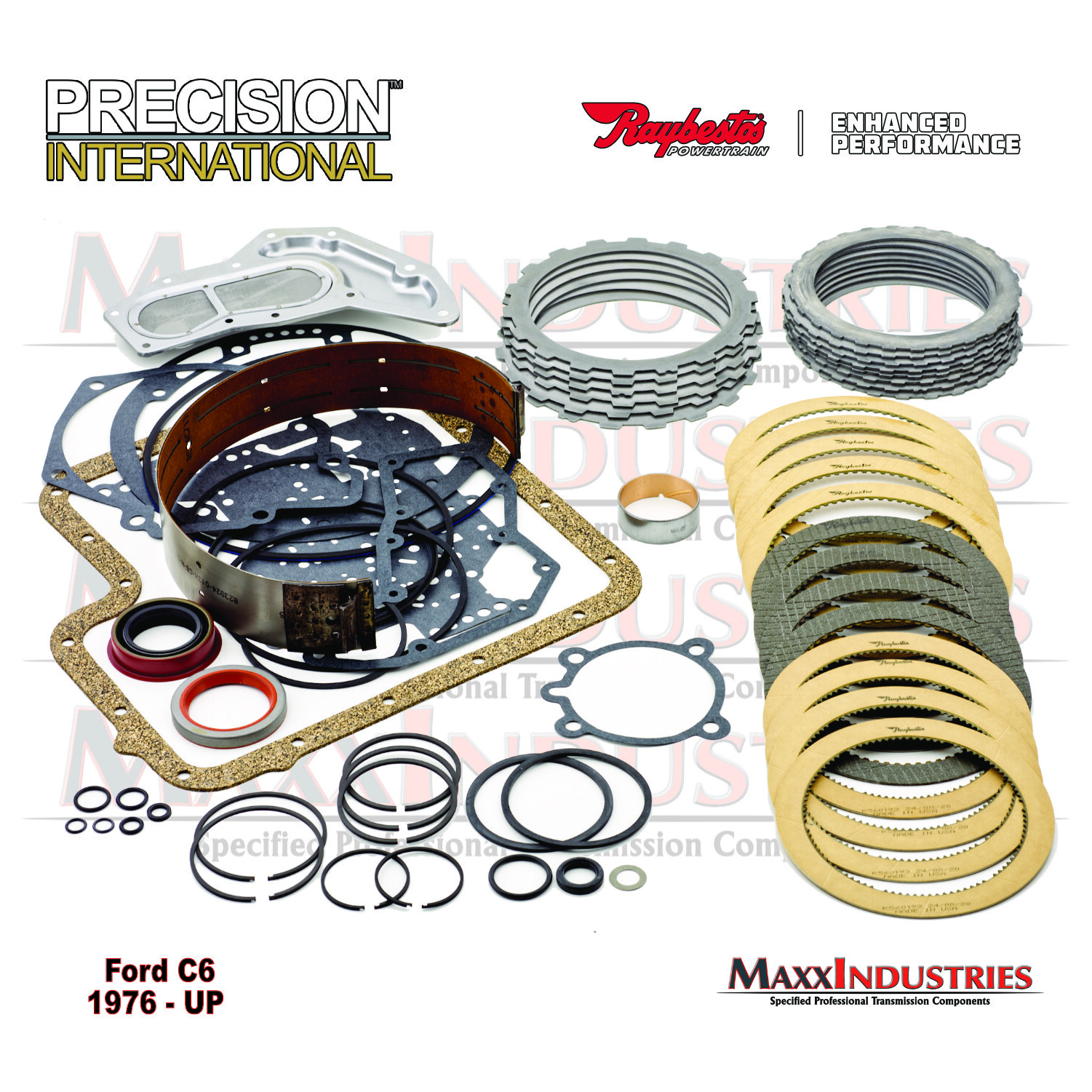 1976-up C6 Transmission Deluxe Master Rebuild Kit with Steels Raybestos Clutches