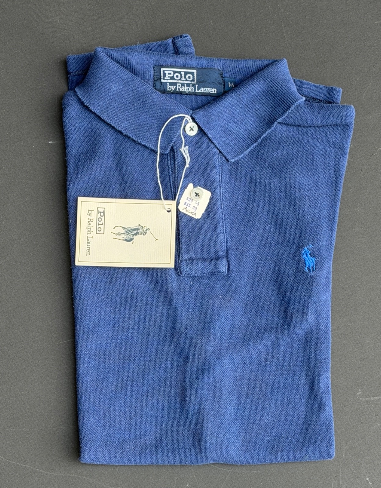 NWT Vintage 80-90’s Navy Ralph Lauren 100% cotton Polo Shirt – Youth M
