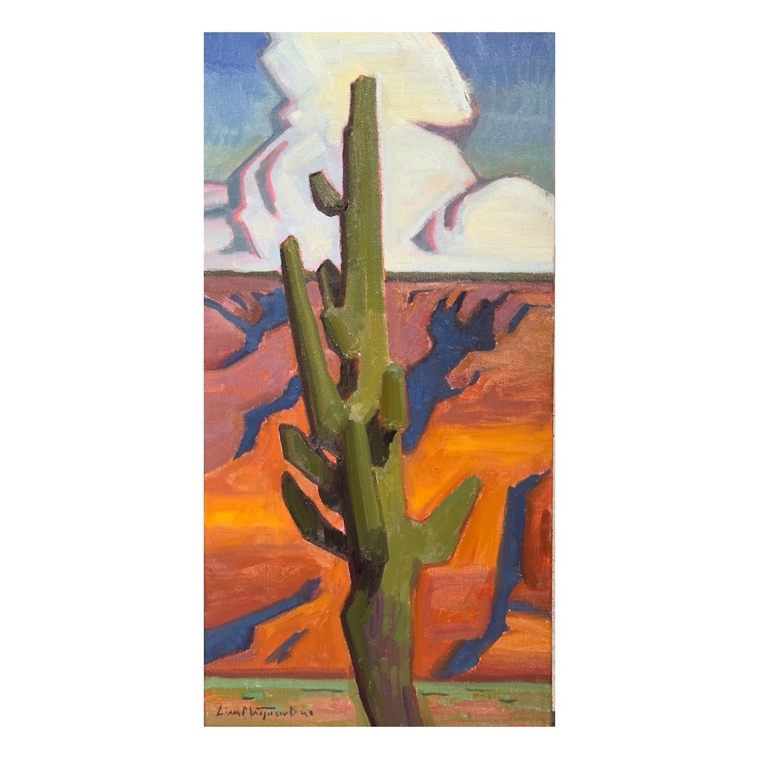 Original Western Landscape Painting Cactus Canyon Clouds Signed 10x20 Impression Original Western Landscape Painting Cactus Canyon Clouds Signed 10x20 Impression