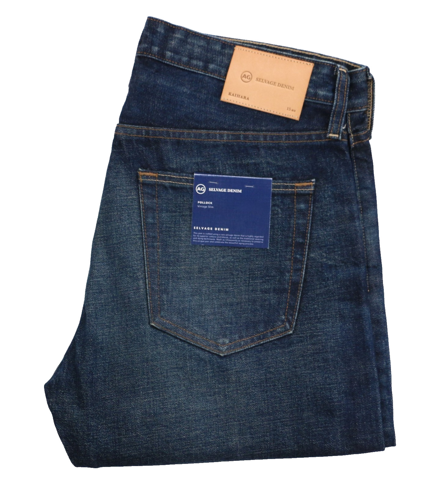 AG Adriano Goldschmied Slim Jeans Kaihara Selvedge Denim 15oz. Made in USA 38x32