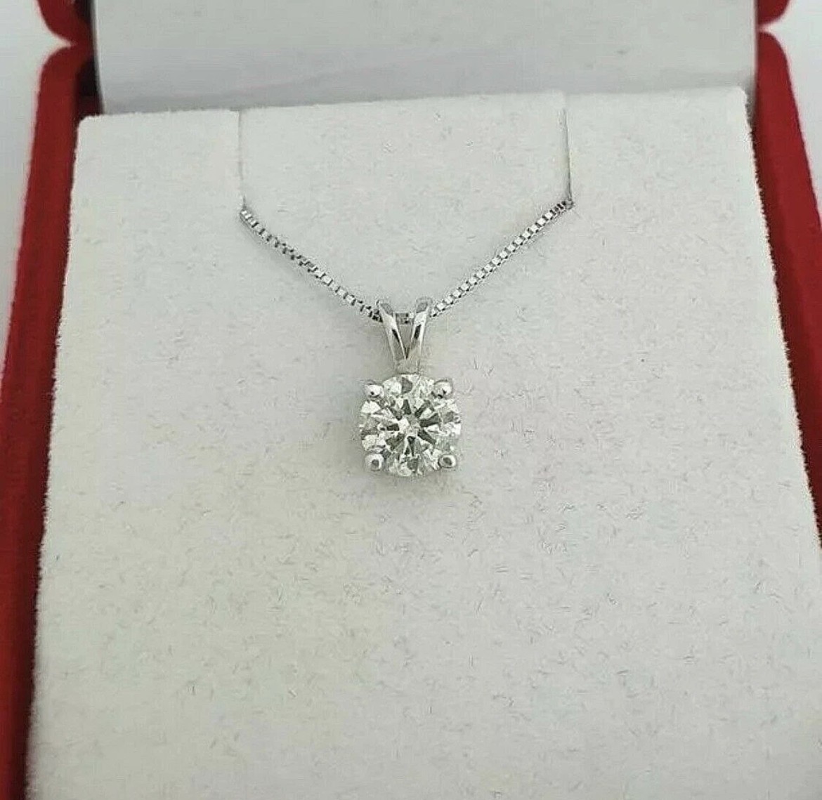 4 Ct Round Cut Lab Created Diamond Pendant 14K White Gold 18\ 4 Ct Round Cut Lab Created Diamond Pendant 14K White Gold 18\