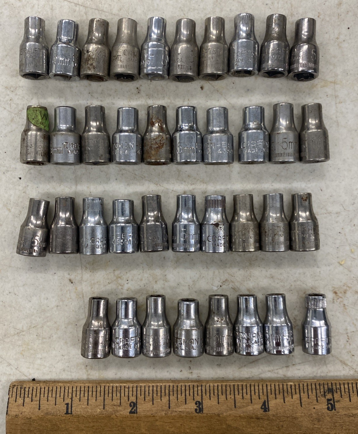38 pc. Lot Vintage Craftsman USA Made 1/4 Drive, 5mm Sockets READ, M0564L 38 pc. Lot Vintage Craftsman USA Made 1/4 Drive, 5mm Sockets READ, M0564L