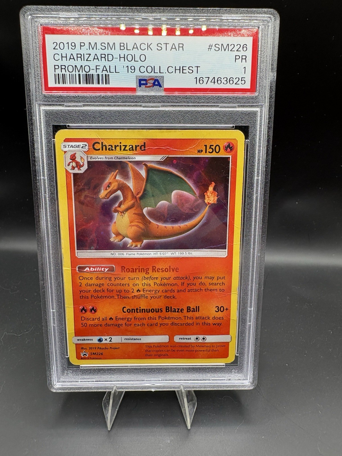 2019 Pokemon Sun & Moon Promo Fall Collector Chest Holo Charizard #SM226 PSA 1