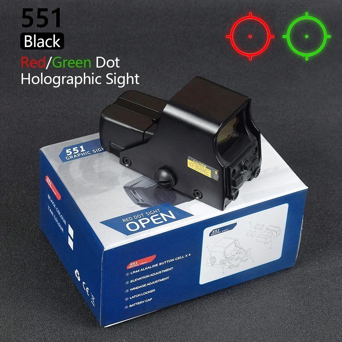 551 552 553 Red Green Dot Holographic Reflex Sight Scope Tactical Hunting 20mm