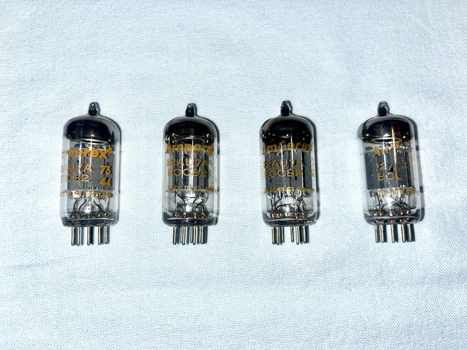 Matched Quad Mullard Blackburn 12AU7 Tubes, Gf2 NOS 1963