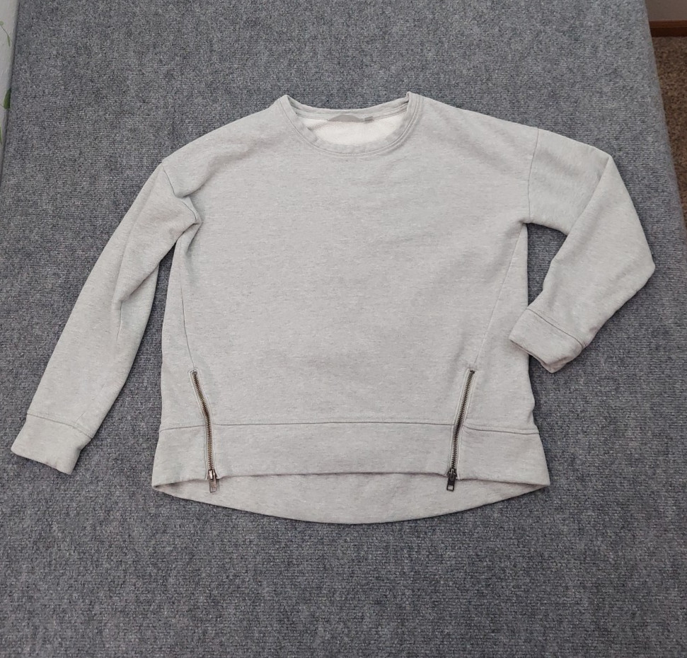 Athleta Sweatshirt Womens Small Gray Fleece Zip Hem  Pullover Long Sleeve
