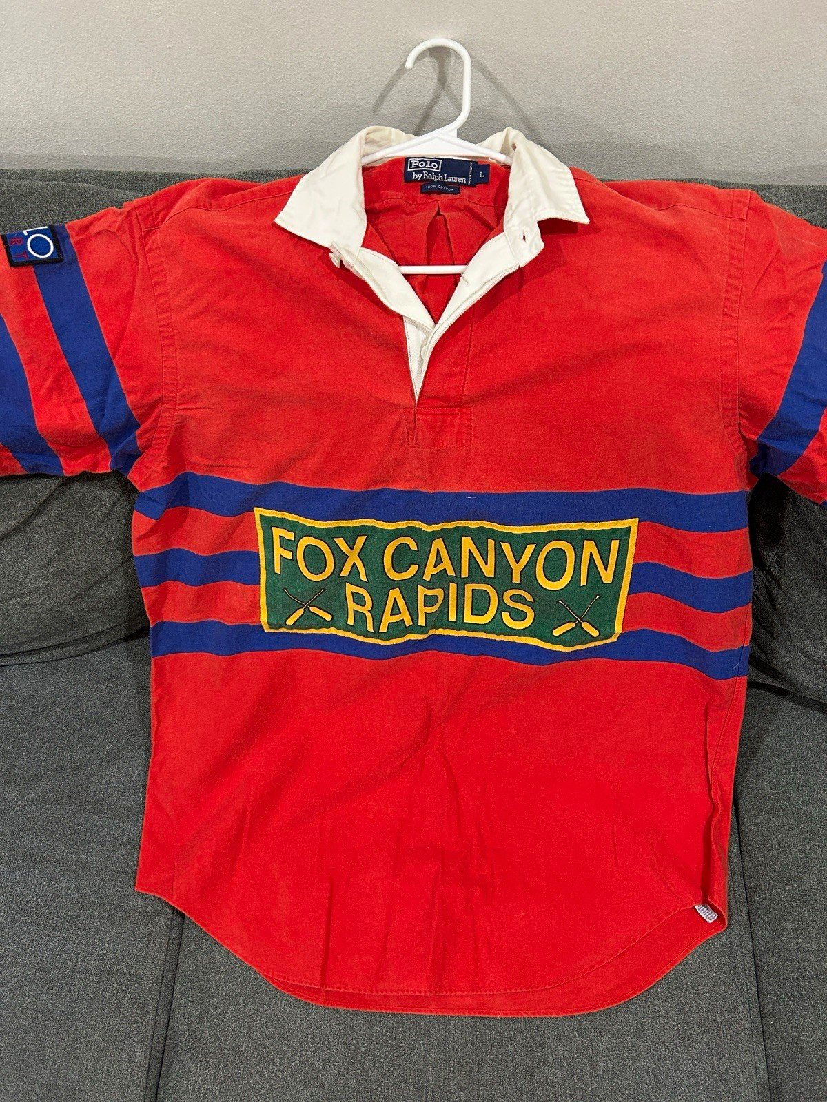 Vintage’93Polo Ralph Lauren Polo “Fox Canyon Rapids”Striped Rugby Shirt