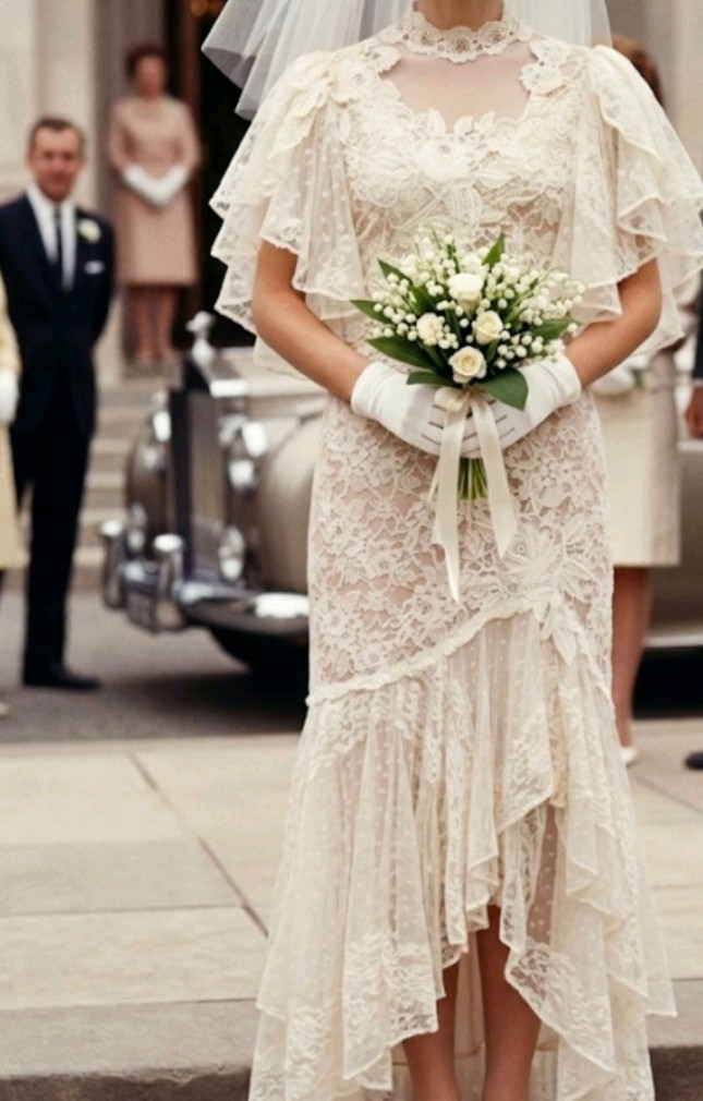 VTG 1960\'s Wedding Dress Handmade WAIST 28.5\