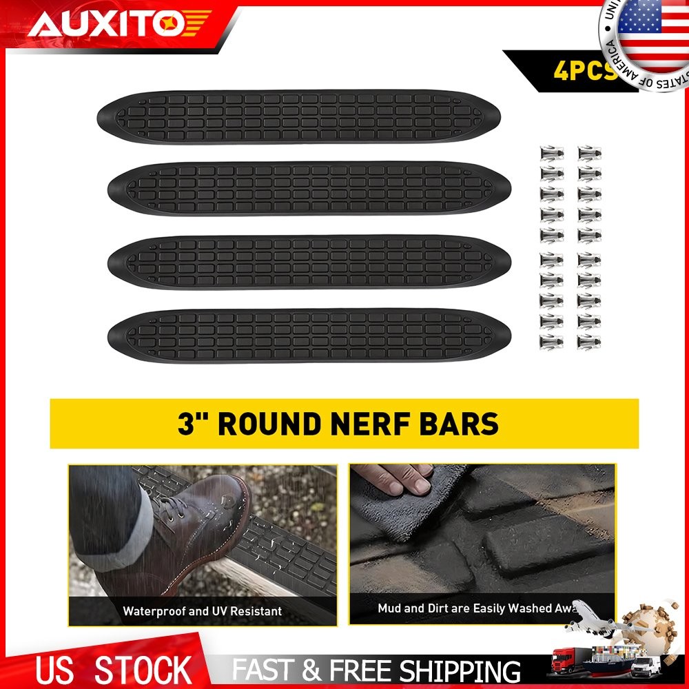 Step Pad Kit 4Pcs Fits 3 Inch Round Nerf Bars Black Replacement WSP001KIT 4-20X