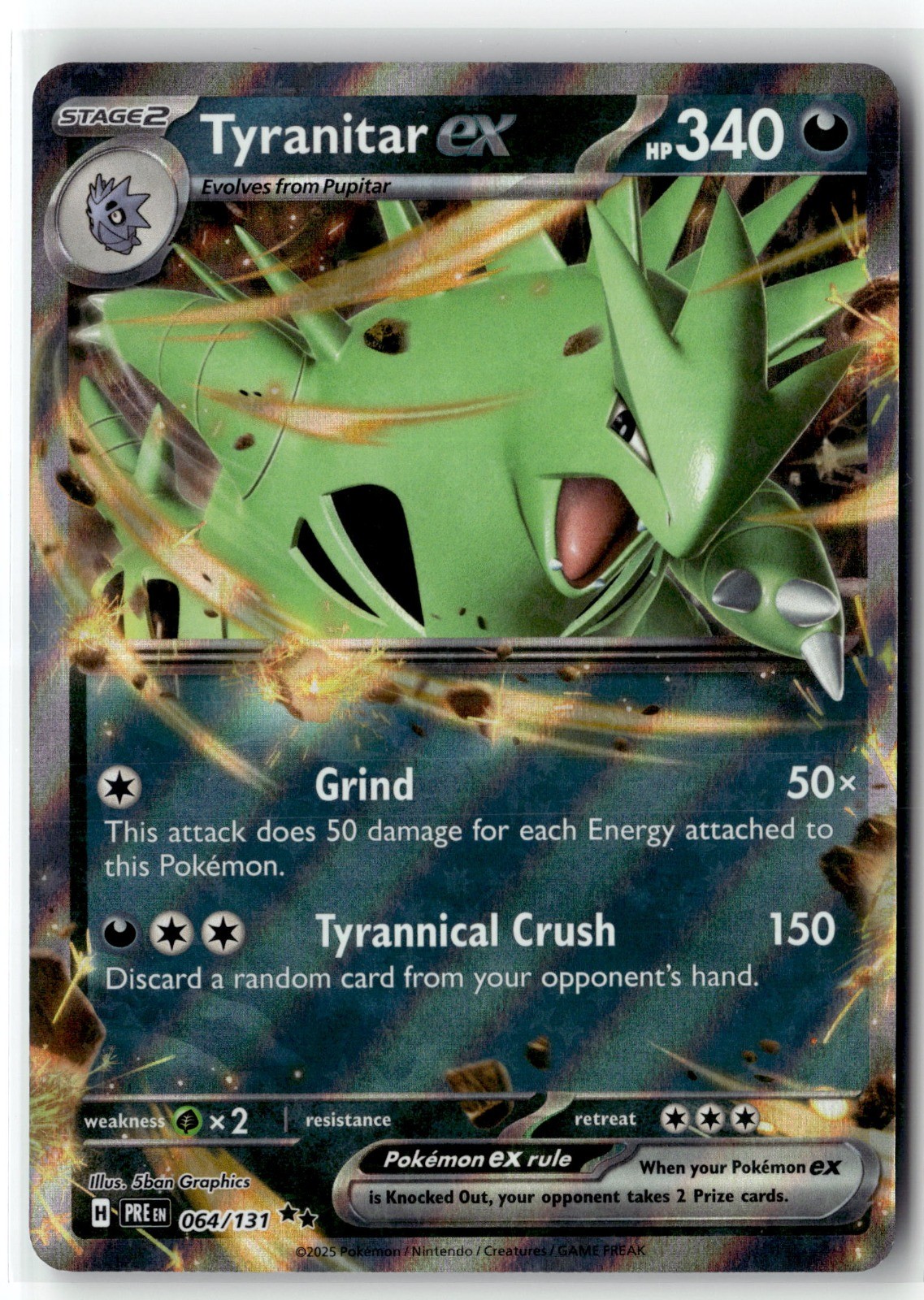 Tyranitar ex Double Rare SV: Prismatic Evolutions 064/131 NM Tyranitar ex Double Rare SV: Prismatic Evolutions 064/131 NM