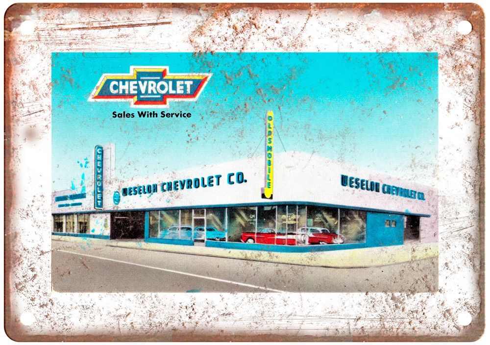 Weseloh Chevrolet-Oldsmobile1955 Vintage Ad Retro Look Metal Sign A5426
